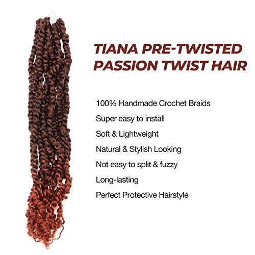 Toyotress Tiana Passion Twist Hair 24 inch Ombre Copper Pre-Twisted Passion Twist Crochet Hair 8 Pac