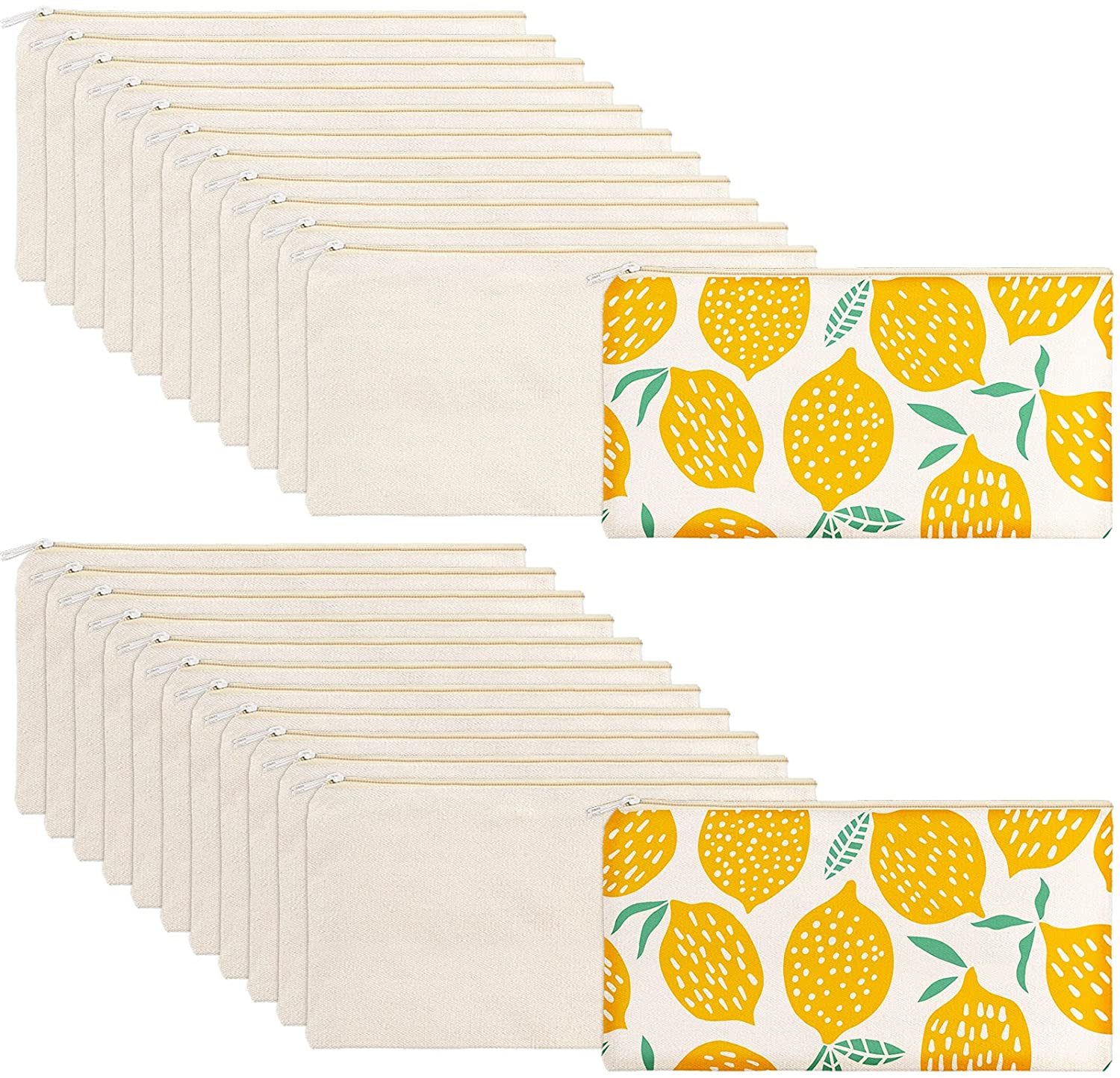 50 Pieces Canvas Cosmetic Bags Sublimation Canvas Makeup Bags with Zipper Pouch Bags Plain Makeup Po