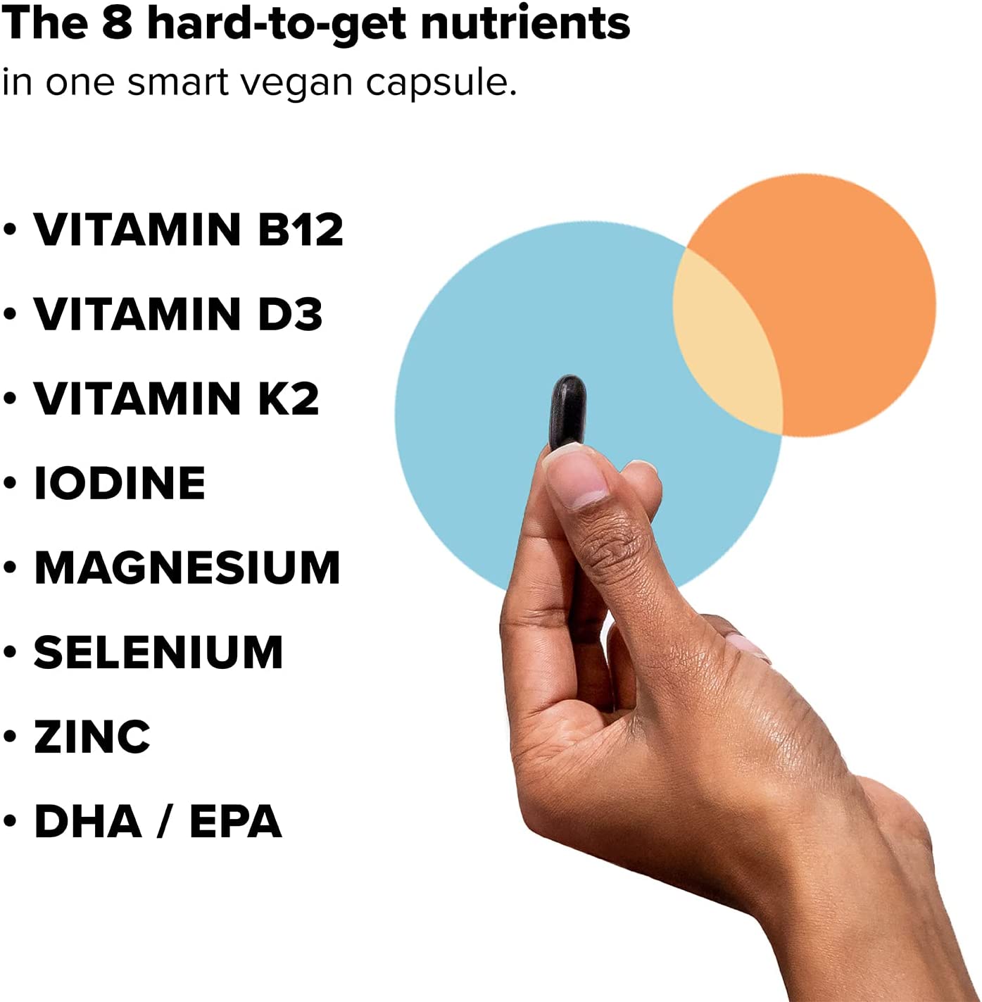 Complement Essential Vegan Multivitamin - Vitamin B12, Omega-3 DHA + EPA, Vitamin D3, Vitamin K2, Io