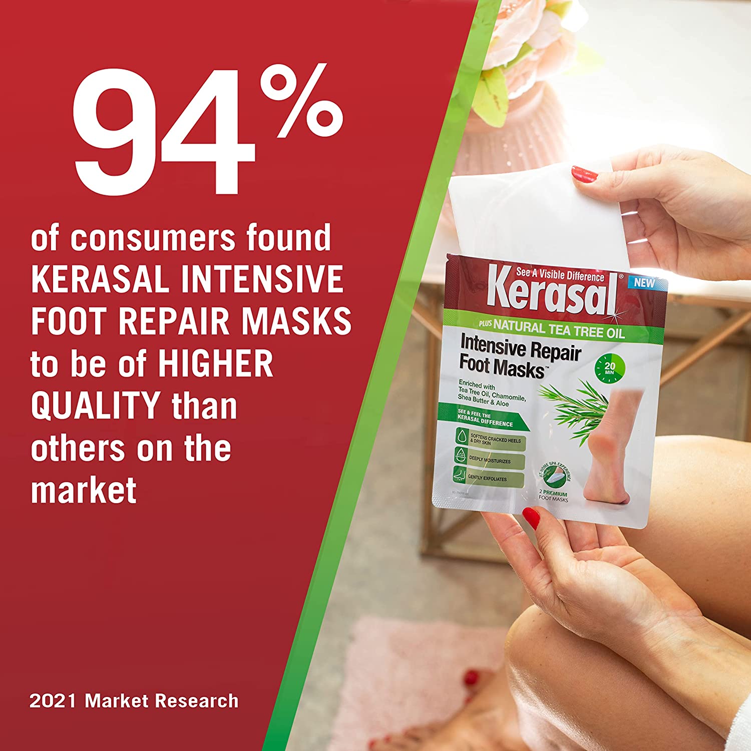 Kerasal Intensive Repair Foot Mask Foot Mask for Cracked Heels and Dry Feet, Six (Pair), 6 Count