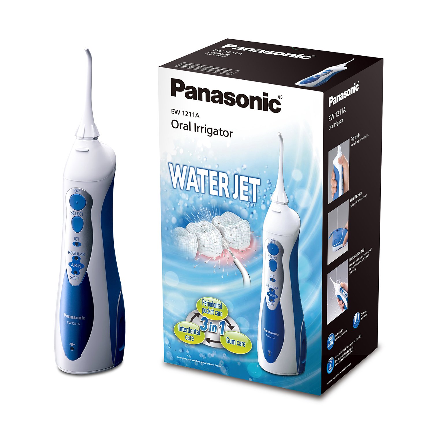 Panasonic Cordless Water Flosser, 3 Speed Pressure Settings Oral Irrigator, Washable, Rechargeable P