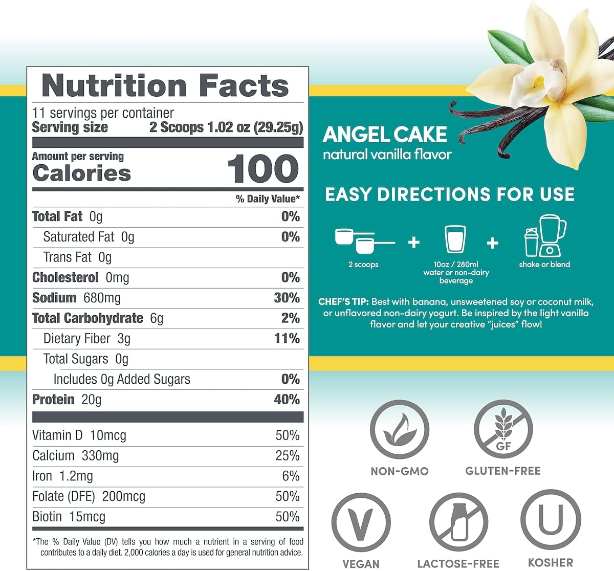 Designer Wellness, Soy Isolate Protein Powder with Biotin, Hyaluronic Acid and Prebiotics, Vegan, No