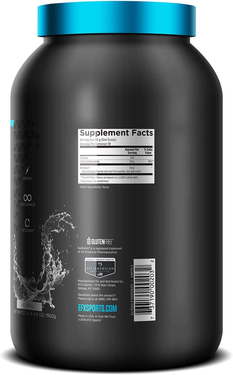 EFX Sports Karbolyn Fuel | Pre, Intra, Post Workout Carbohydrate Supplement Powder | Carb Load, Ener