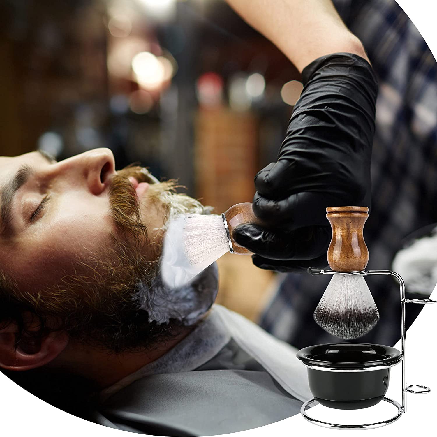 Aethland Mens Shaving Brush Kit, Soft Hair Shaving Brush, Stainless Steel Shave Brush Holder & Acryl