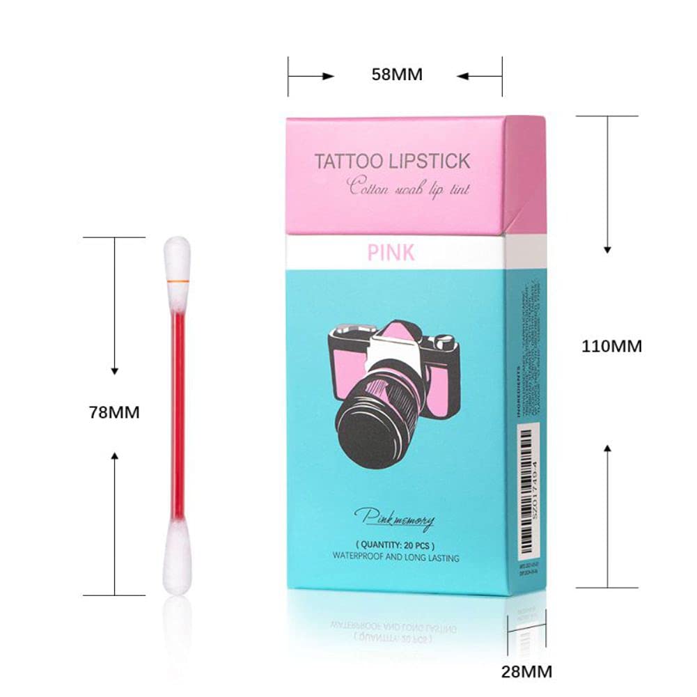 20PCS Cigarette Cotton Swab Lipstick Lip Tattoo Liquid Lipstick Non-Stick Cup Lip Tint Waterproof Du