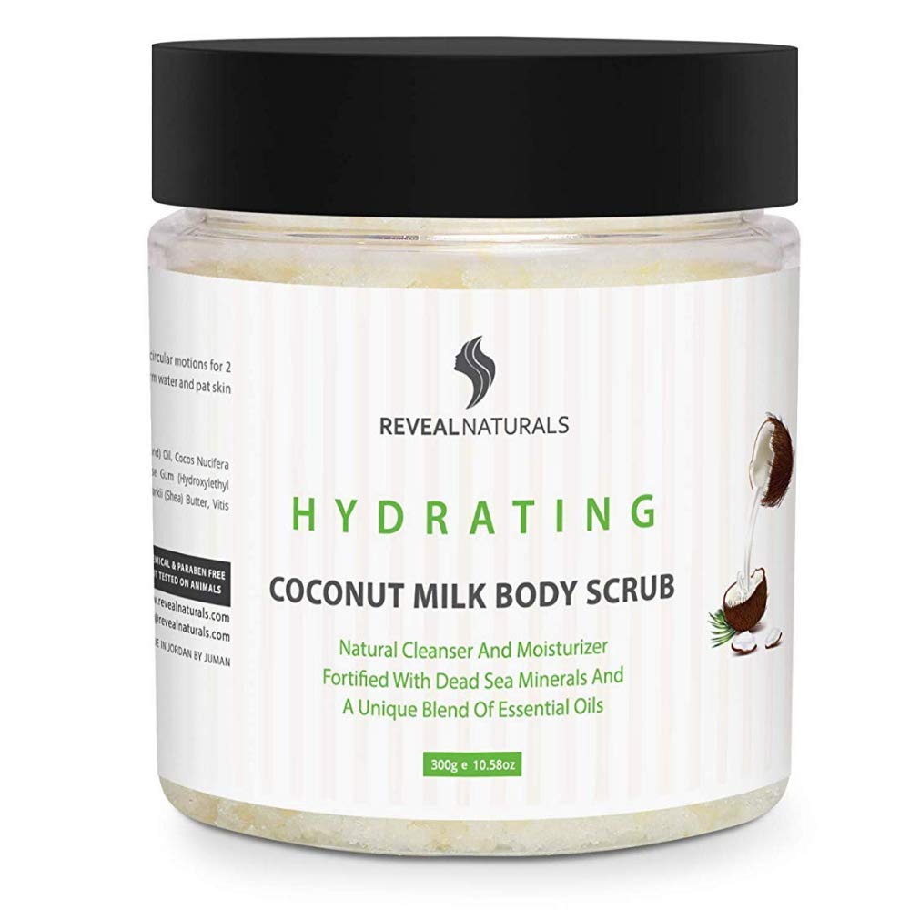 Natural and Organic Coconut Face Scrub & Body Scrub with Dead Sea salt -Enhanced with Shea Butter, A