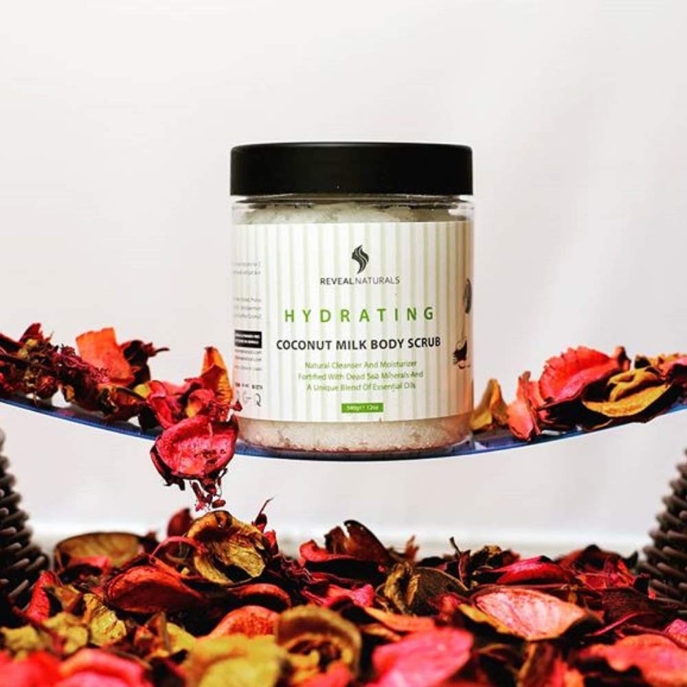 Natural and Organic Coconut Face Scrub & Body Scrub with Dead Sea salt -Enhanced with Shea Butter, A