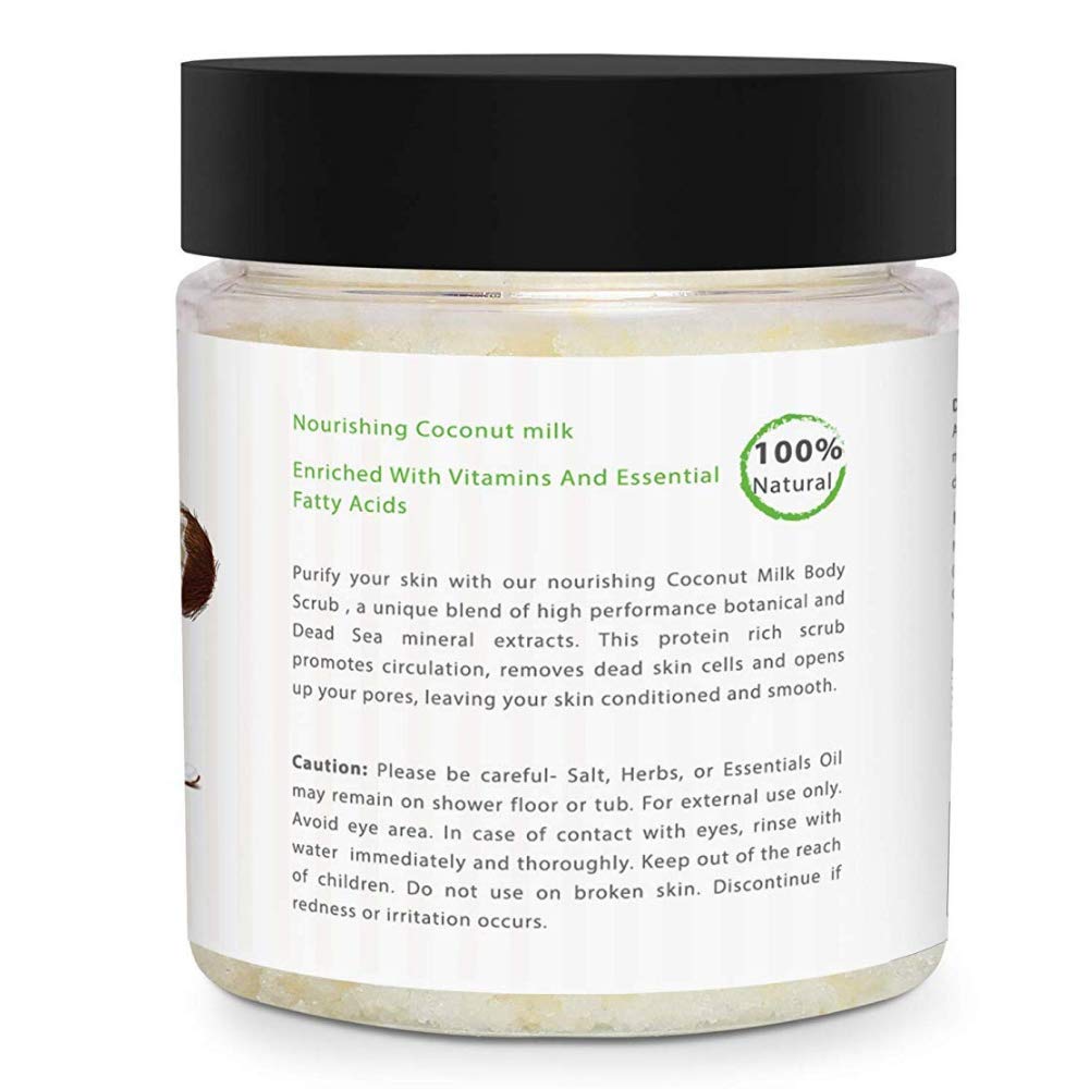 Natural and Organic Coconut Face Scrub & Body Scrub with Dead Sea salt -Enhanced with Shea Butter, A