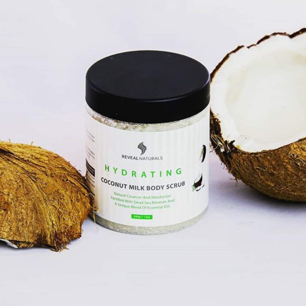 Natural and Organic Coconut Face Scrub & Body Scrub with Dead Sea salt -Enhanced with Shea Butter, A