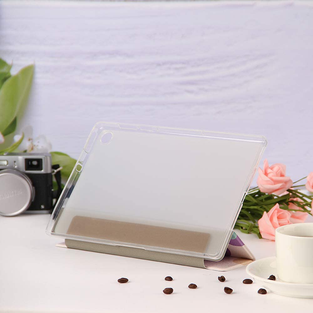 Herzzer Three Fold Leather Case for Huawei M10 FHD Plus,Slim Multi-Angle View Folio Stand Premium Co