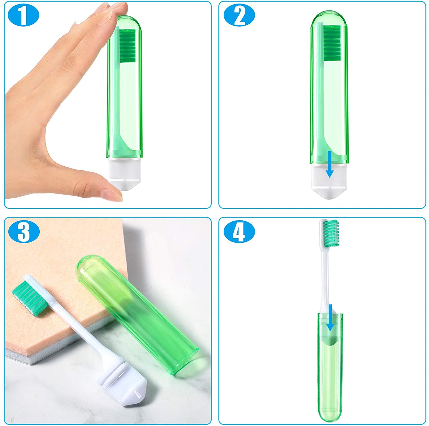 6 Pieces Travel Toothbrush Fold Travel Toothbrush Folding Toothbrush Comes with a Toothbrush Box for