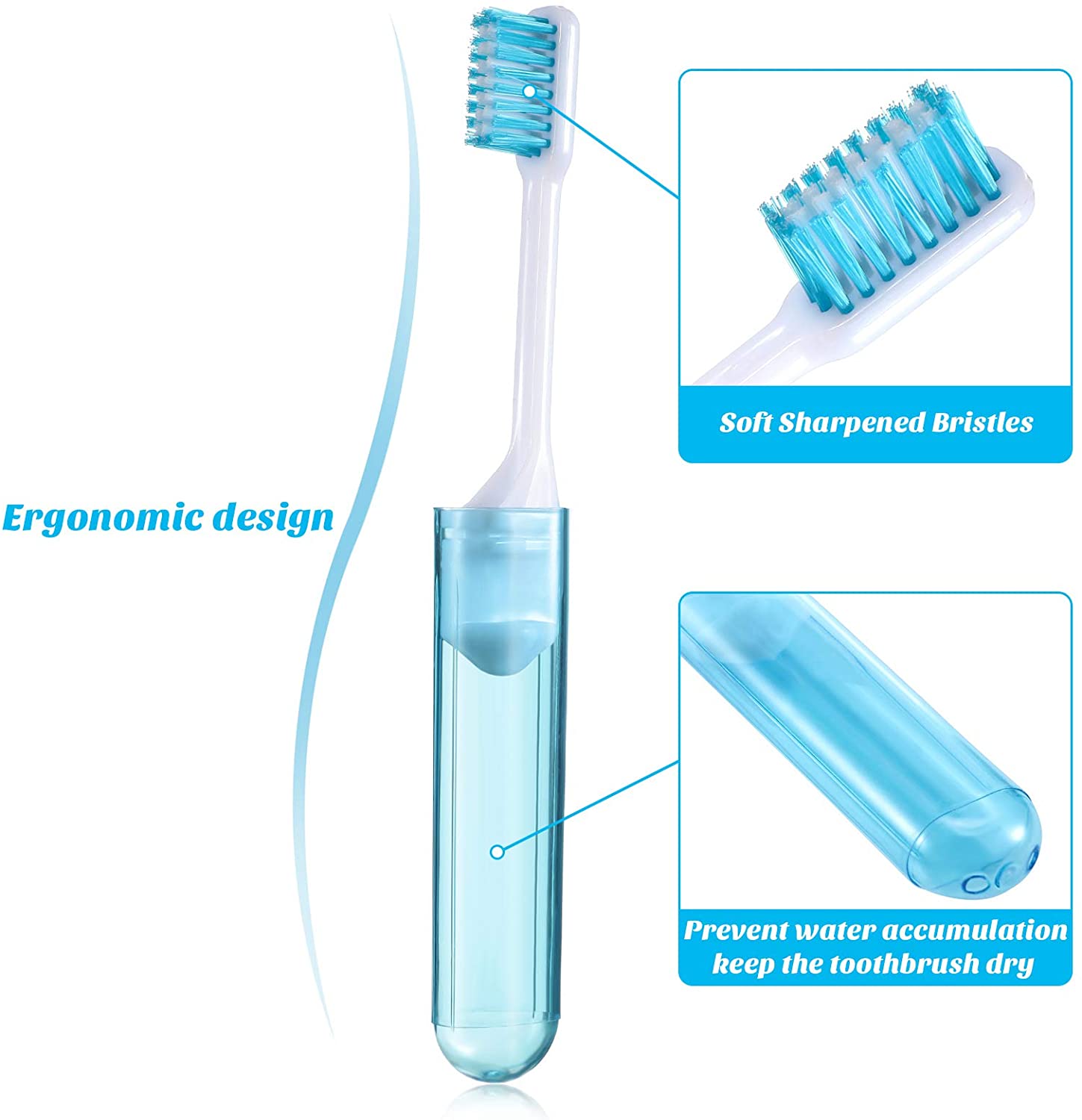 6 Pieces Travel Toothbrush Fold Travel Toothbrush Folding Toothbrush Comes with a Toothbrush Box for