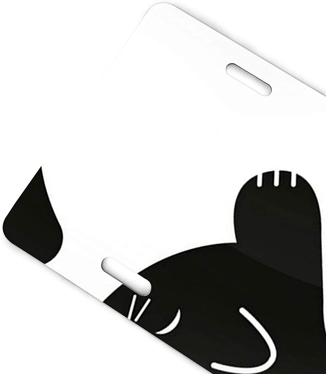 Black White Cat License Plate Frame Aluminum Metal Covers,Metal Novelty Car Plate for Women Girls Me
