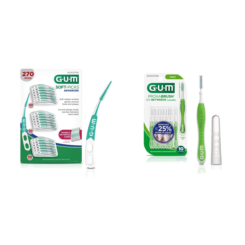 GUM-6505A Soft-Picks Advanced Dental Picks (Pack of 270) & 872FC6 Proxabrush Go-Betweens Interdental