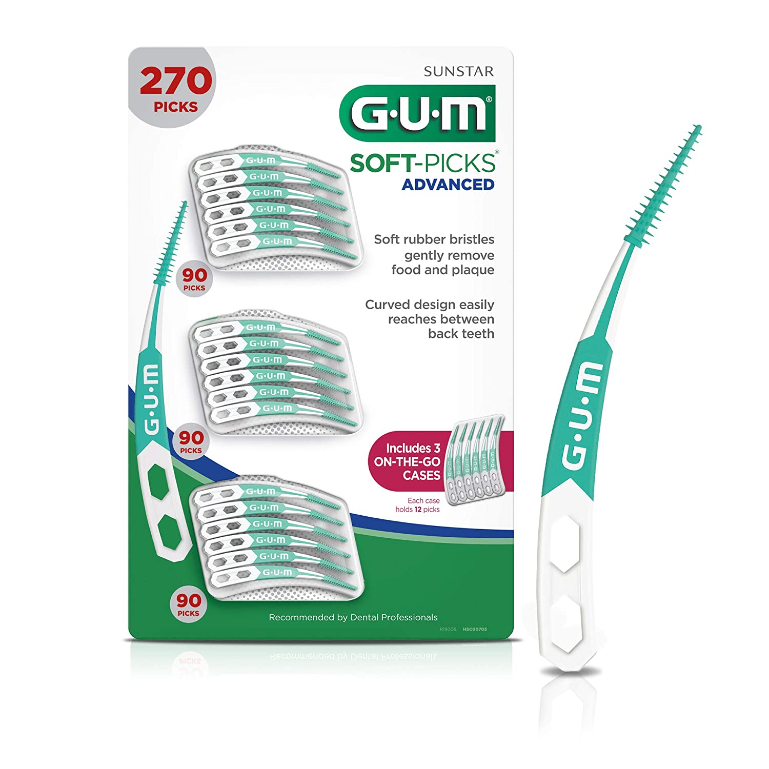 GUM-6505A Soft-Picks Advanced Dental Picks (Pack of 270) & 872FC6 Proxabrush Go-Betweens Interdental