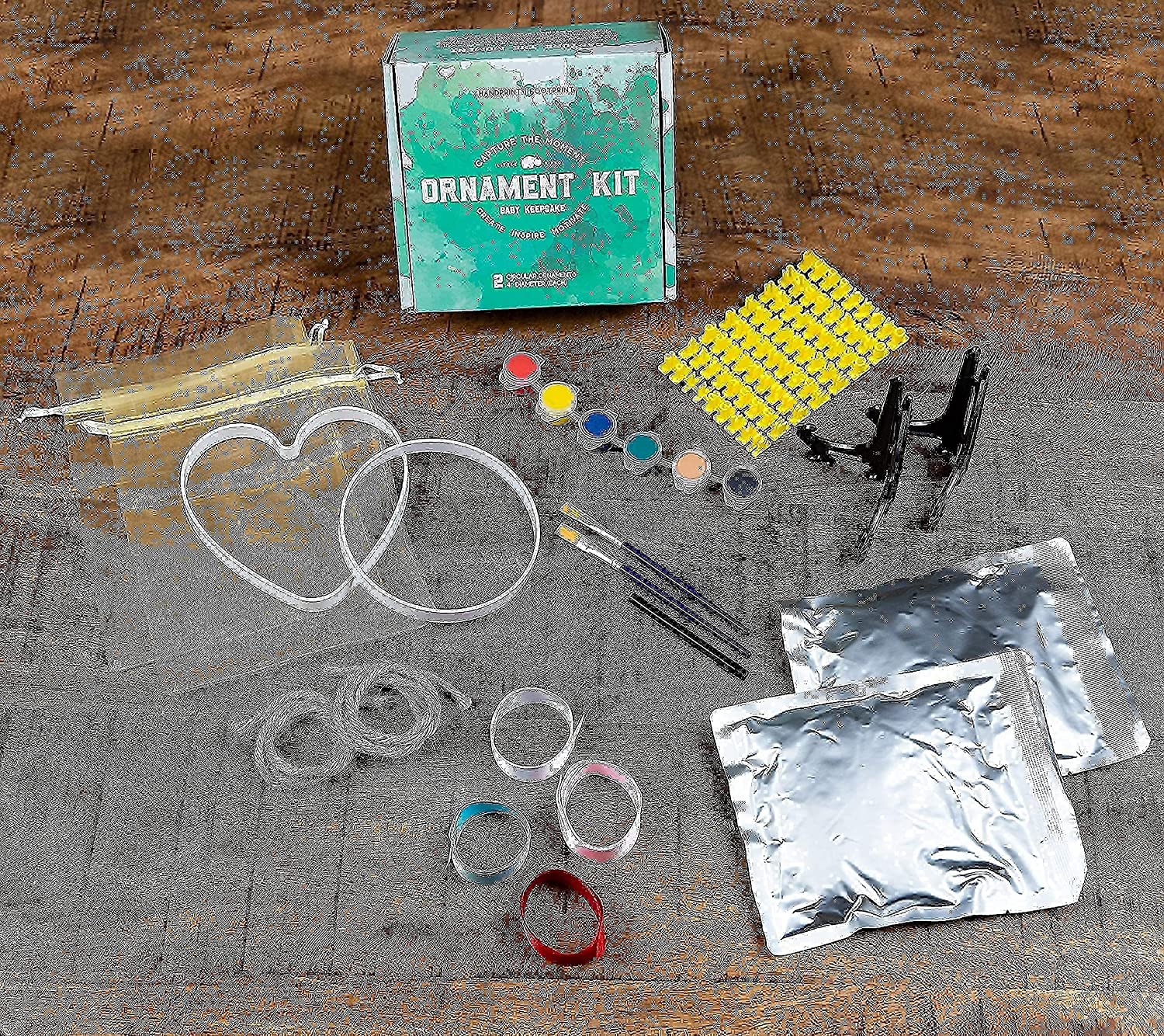 BUNDLE! Little Hippo Baby Handprint Frame + Baby Handprint Ornament Set