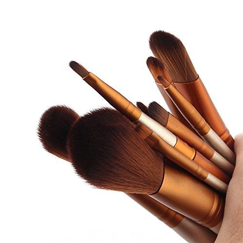 AMarkUp Makeup Brushes Premium Kabuki Foundation Blending Blush Brush (12 Pcs/set, Golden)