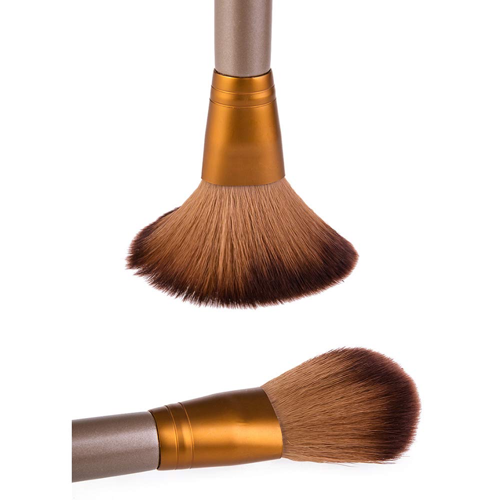 AMarkUp Makeup Brushes Premium Kabuki Foundation Blending Blush Brush (12 Pcs/set, Golden)