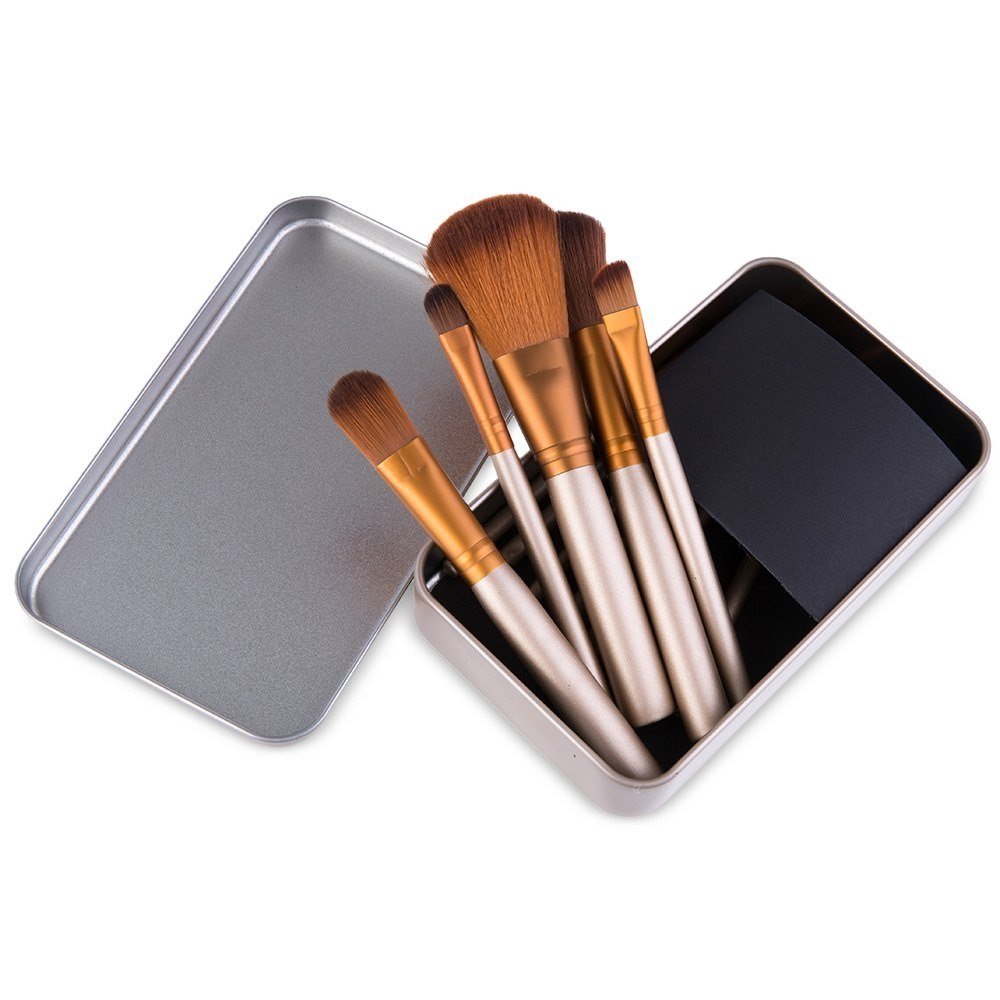 AMarkUp Makeup Brushes Premium Kabuki Foundation Blending Blush Brush (12 Pcs/set, Golden)
