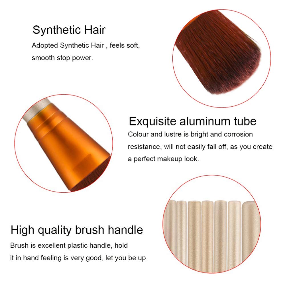 AMarkUp Makeup Brushes Premium Kabuki Foundation Blending Blush Brush (12 Pcs/set, Golden)