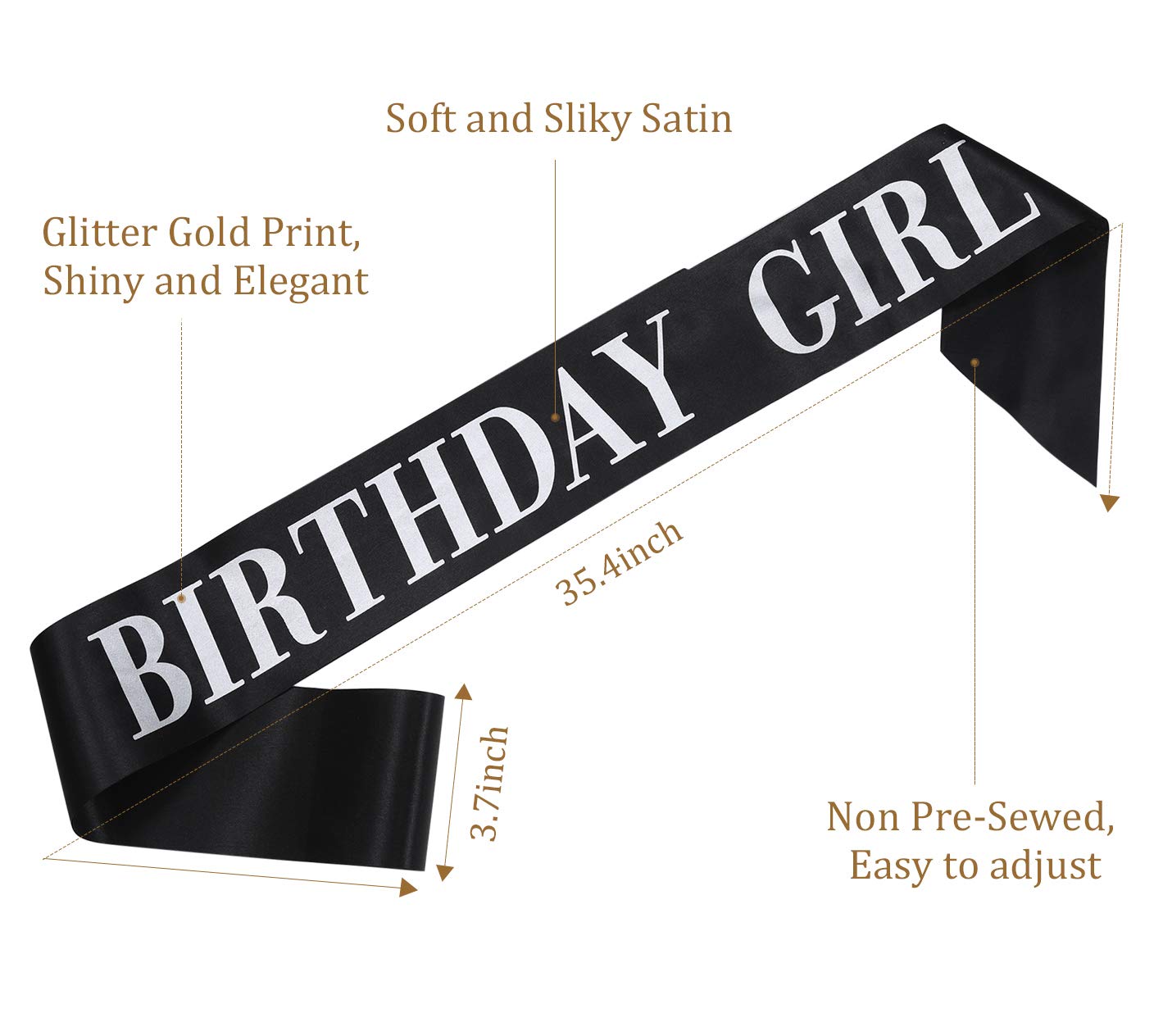BABEYOND 18th Birthday Tiara and Sash Crystal Happy Birthday Crown and Satin Birthday Girl Sash 18th