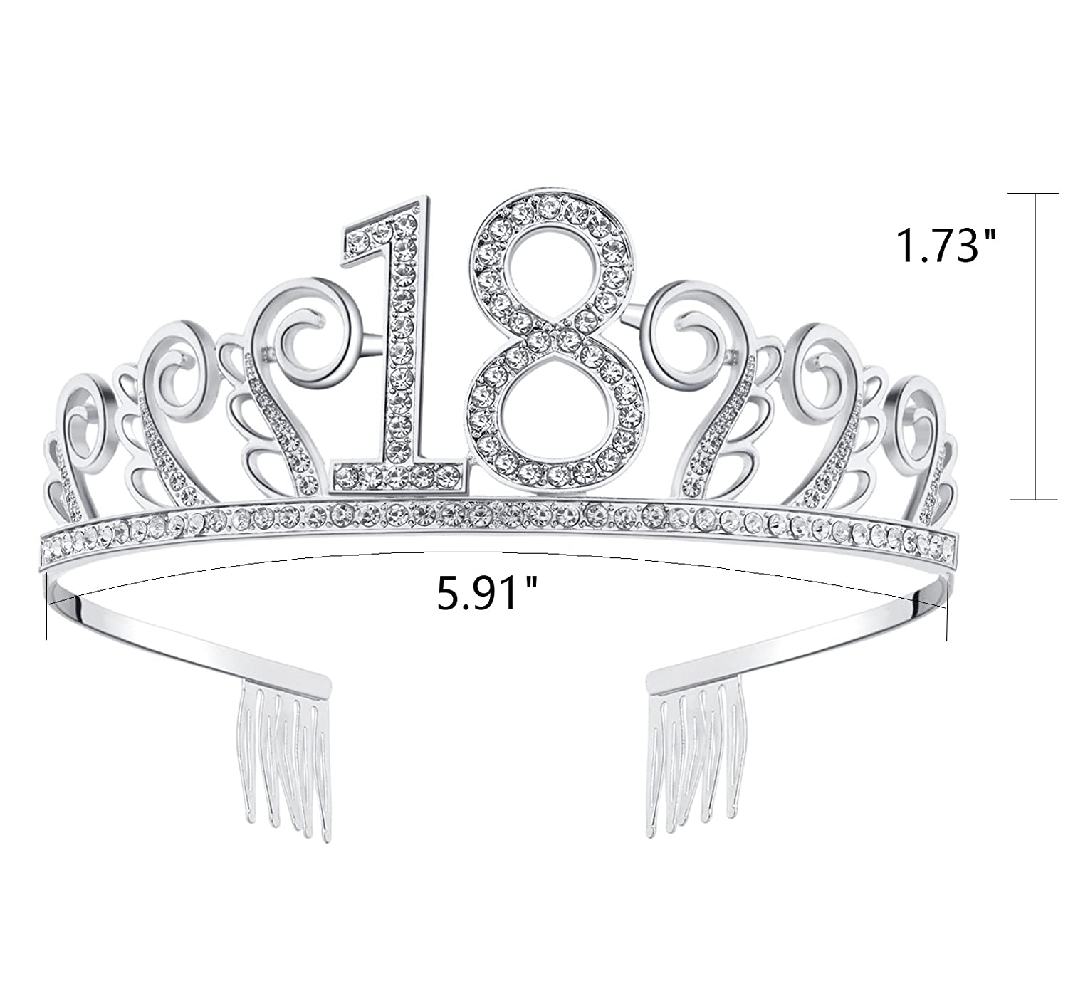 BABEYOND 18th Birthday Tiara and Sash Crystal Happy Birthday Crown and Satin Birthday Girl Sash 18th