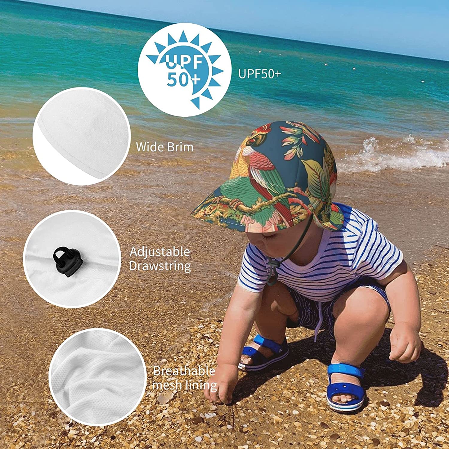 Kids Sun Hat Summer Play Hat Wide Brim Sun Protection Caps for Baby Infant Bucket Hat