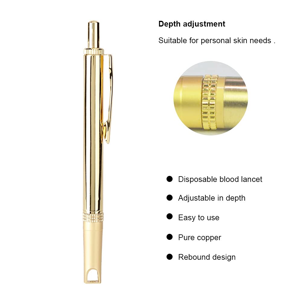 Blood Lancet Pen, ANGGREK Pure Copper Blood Lancing Pen Cupping