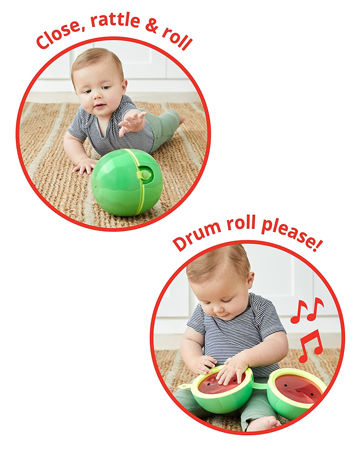 Skip Hop Baby Musical Toy Drums, Farmstand, Rattle Melon Drum