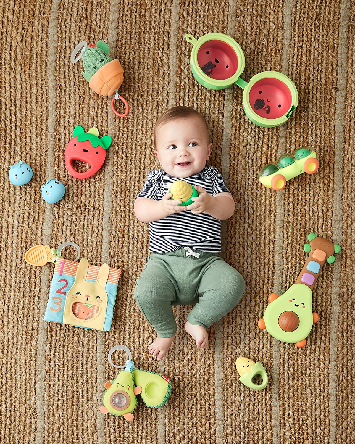 Skip Hop Baby Musical Toy Drums, Farmstand, Rattle Melon Drum