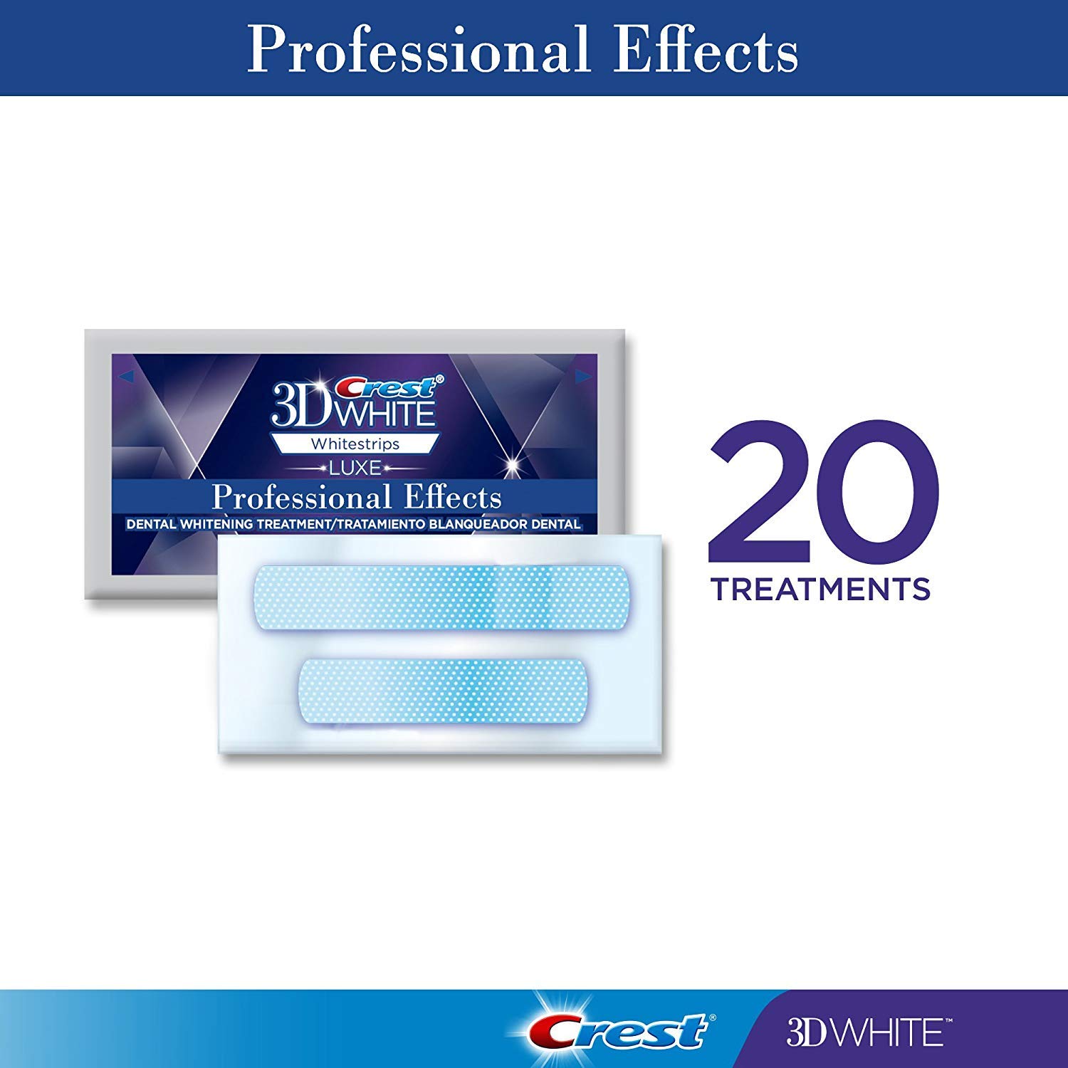 Crest 3D White Professional Effects Whitestrips Teeth Whitening Strips Kit 80 Count (Pack of 2)