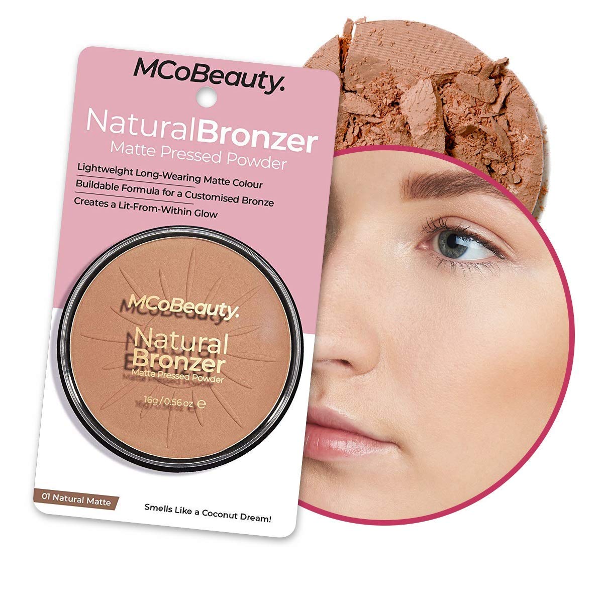 MCoBeauty Natural Bronzer Powder | Long Lasting Bronzing Pressed Powder | Matte