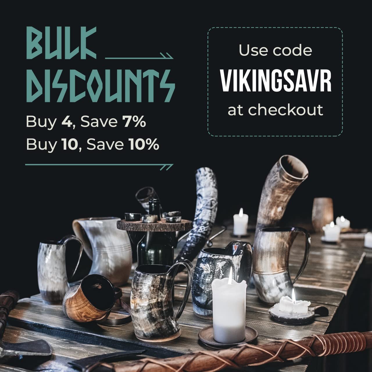 Viking Rune Beard Bead Coil Set (4-Pack) - Copper Norse Rings for Hair, Dreads & Beards