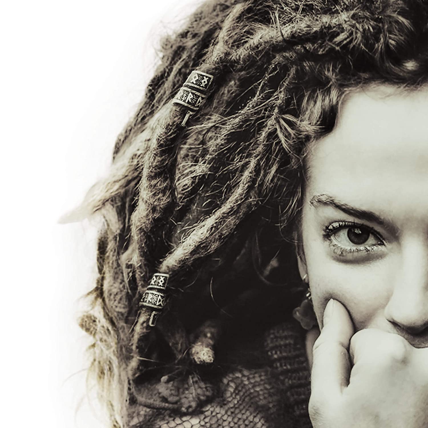 Viking Rune Beard Bead Coil Set (4-Pack) - Copper Norse Rings for Hair, Dreads & Beards