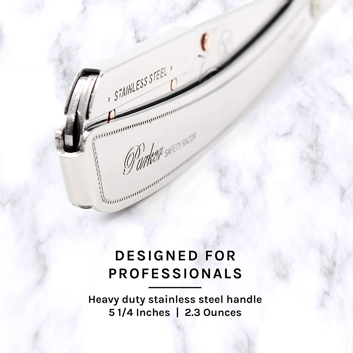 Parker SRX 100% Stainless Steel Straight Edge Razor & 5 Straight Edge Half Blades