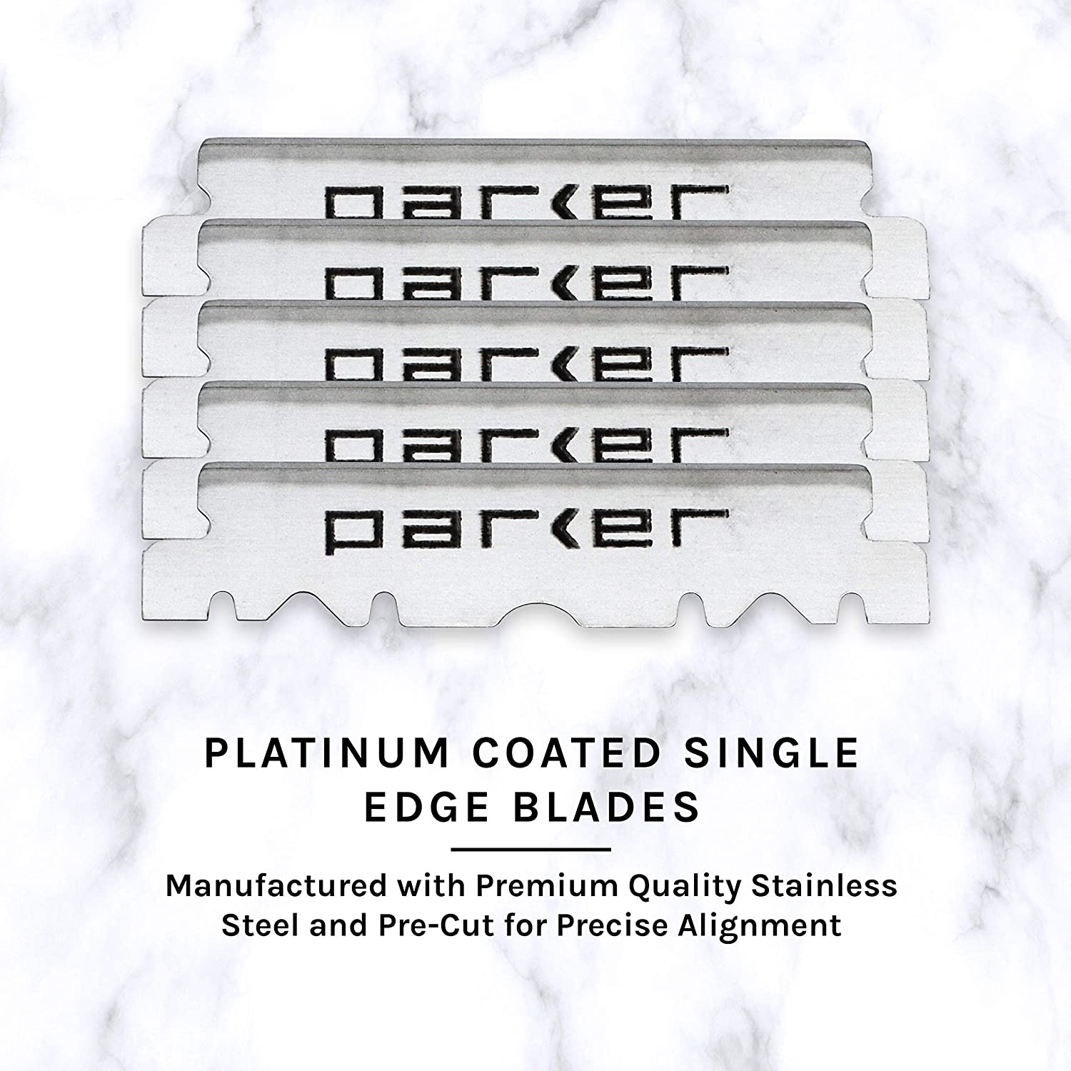 Parker SRX 100% Stainless Steel Straight Edge Razor & 5 Straight Edge Half Blades