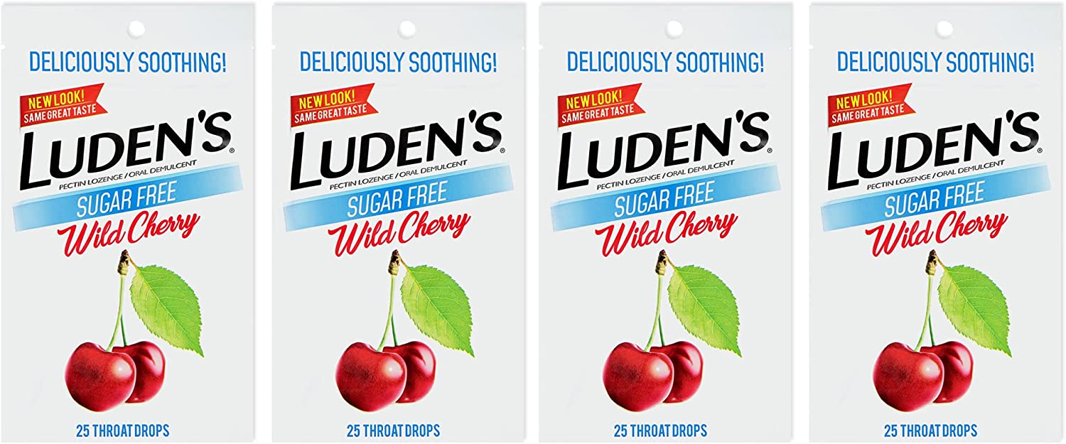 Luden"s Deliciously Soothing Throat Drops SugarFree Wild Cherry Flavor 25 Count Each