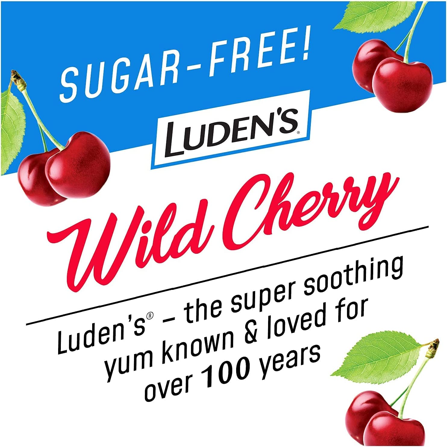 Luden"s Deliciously Soothing Throat Drops SugarFree Wild Cherry