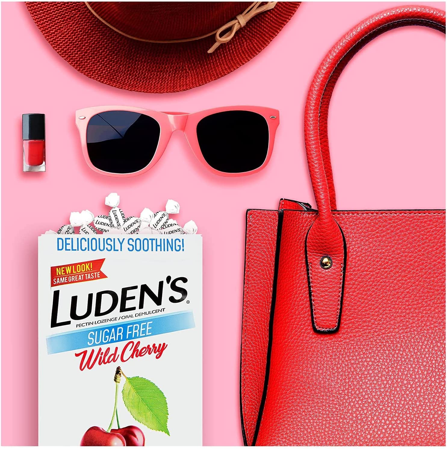 Luden"s Deliciously Soothing Throat Drops SugarFree Wild Cherry