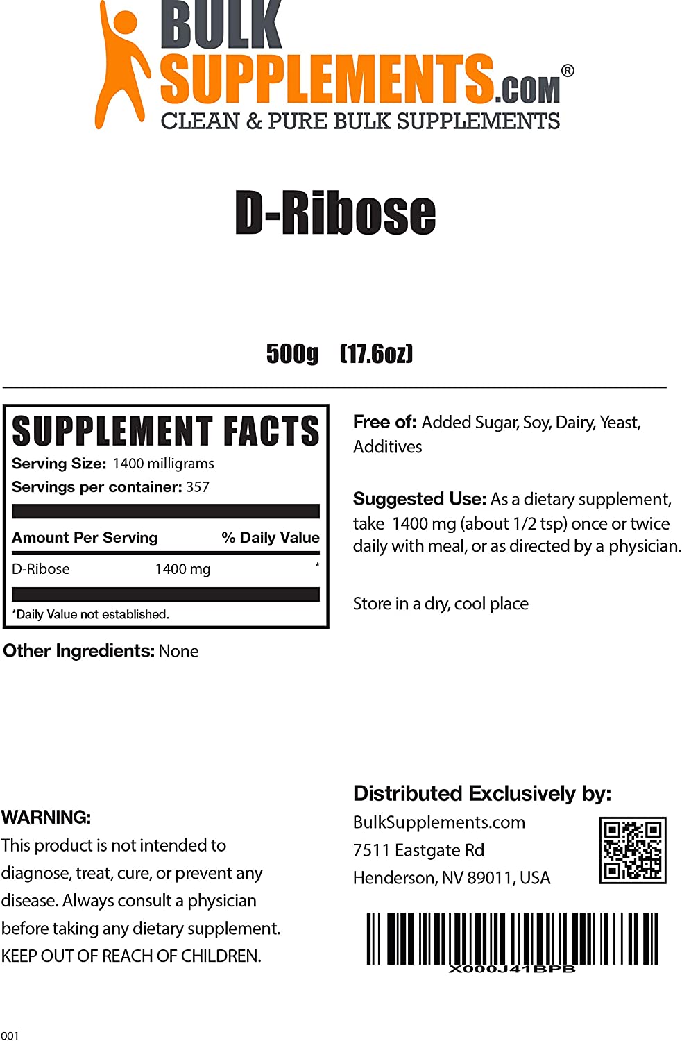 BulkSupplements.com D-Ribose Powder - Energy Supplements - Electrolyte Powder - Ribose Supplement -