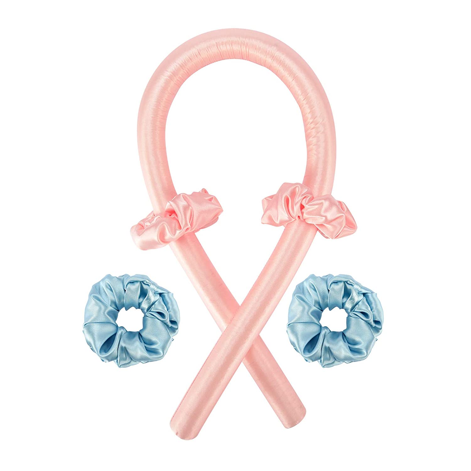 Heatless Curling Rod Headband, No Heat Curls Silk Ribbon Hair Rollers Sleeping Soft Headband Wave Fo