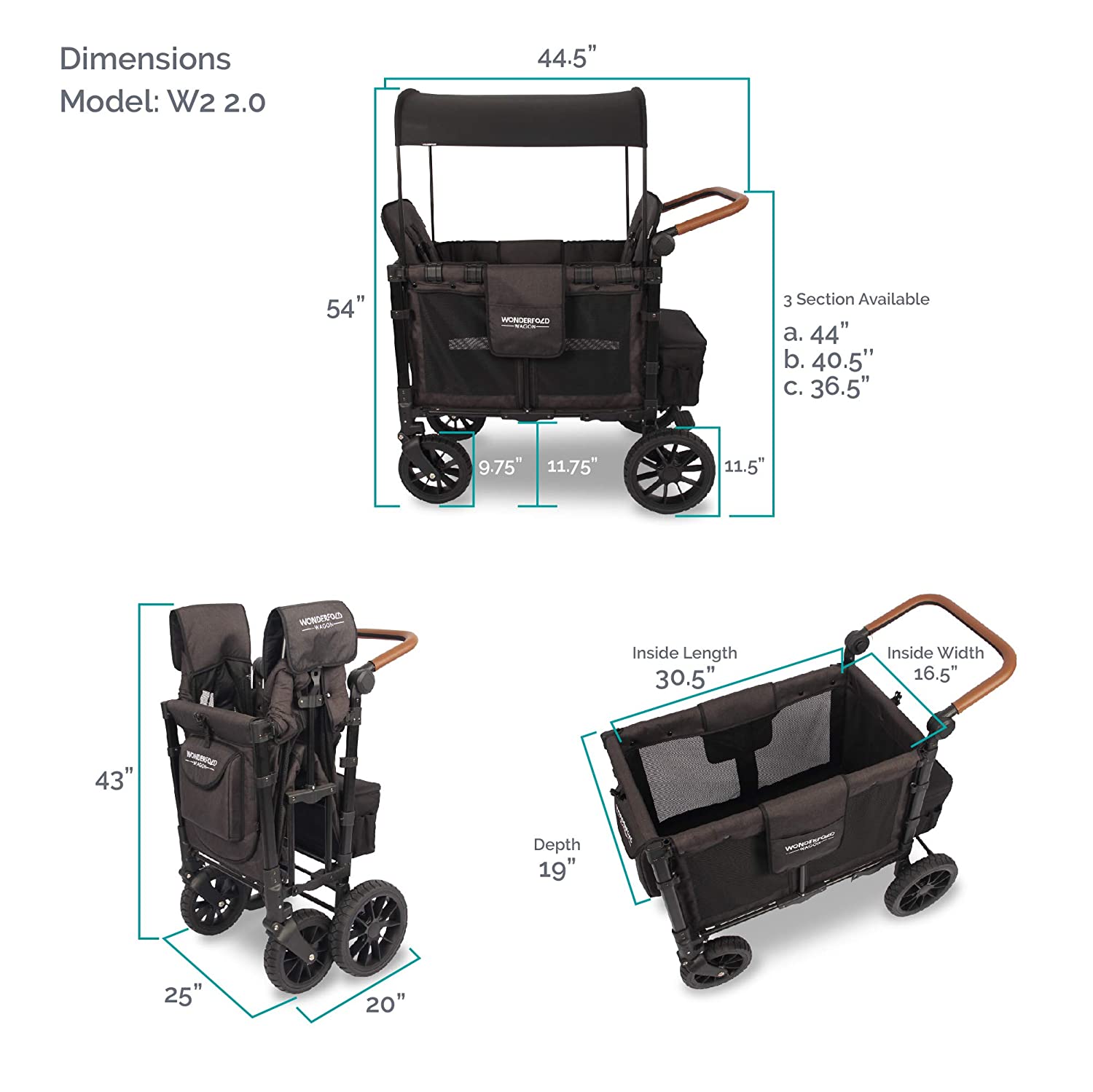 WONDERFOLD W2 Luxe MultiFunction 2 Passenger Folding Stroller Wagon