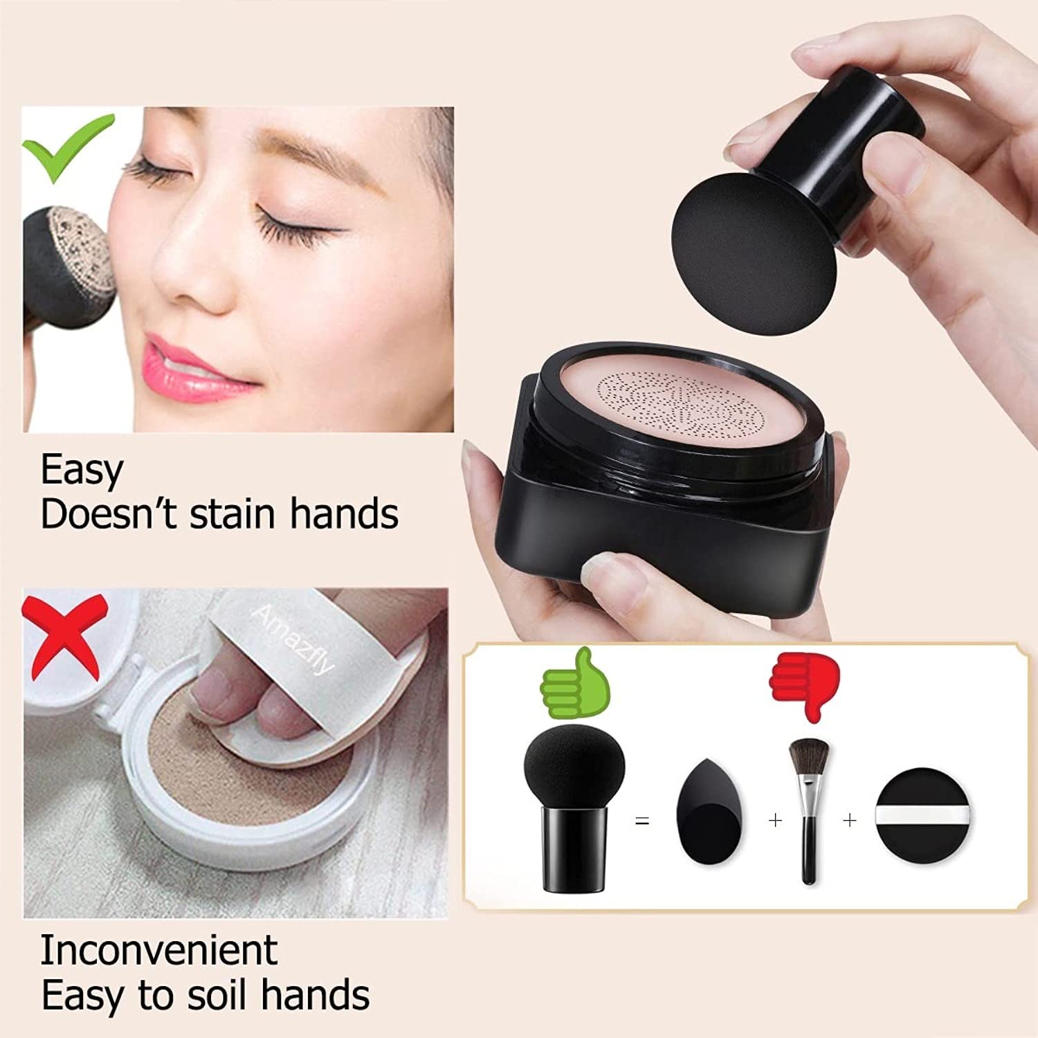 Mushroom Head Brush Air Cushion Cc Cream, Moisturizing Concealer Cc Cream Liquid Foundation, Easy to