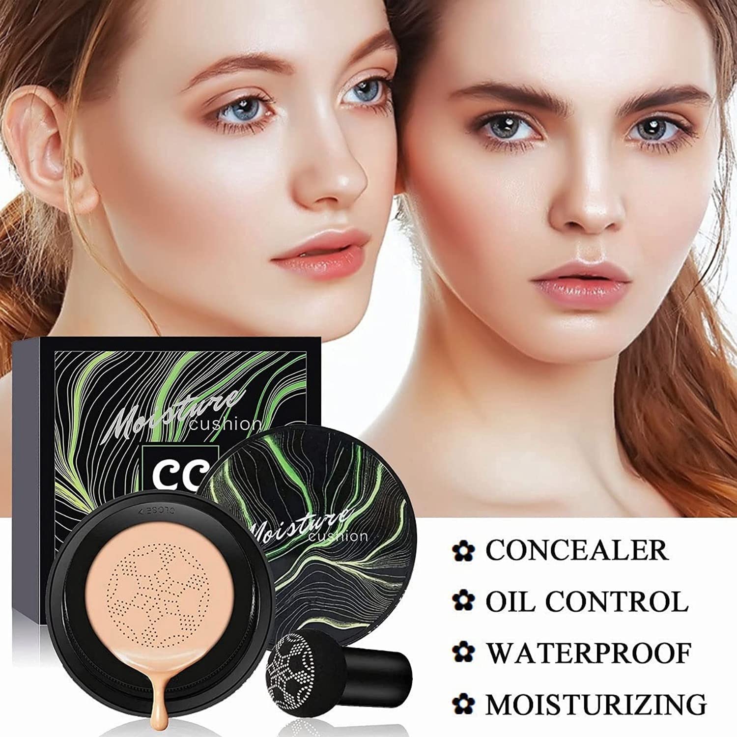 Mushroom Head Brush Air Cushion Cc Cream, Moisturizing Concealer Cc Cream Liquid Foundation, Easy to