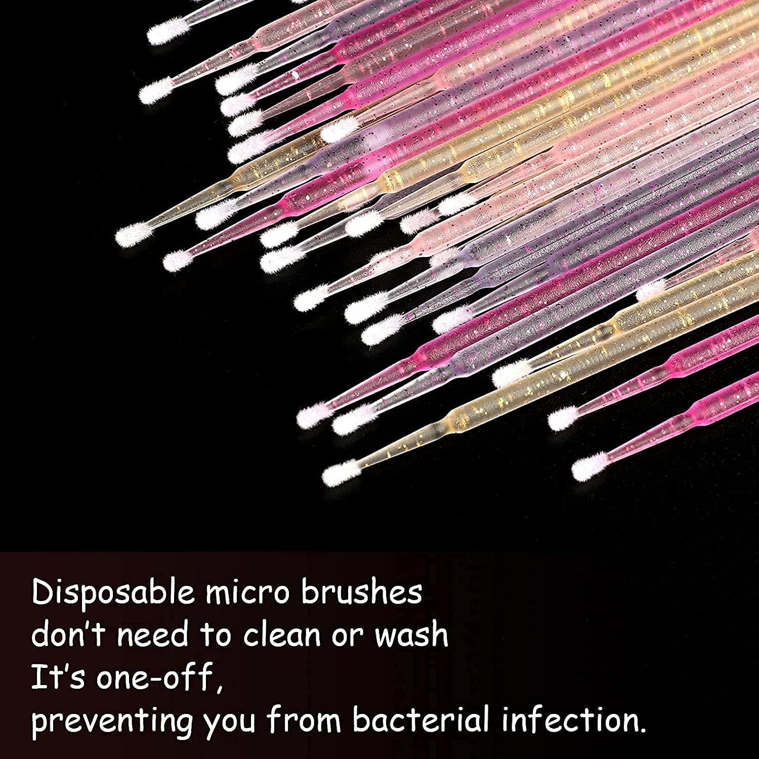 400PCS Crystal Micro Brush Applicator Disposable Micro Cotton Swabs for Eyelash Extensions Makeup Cl