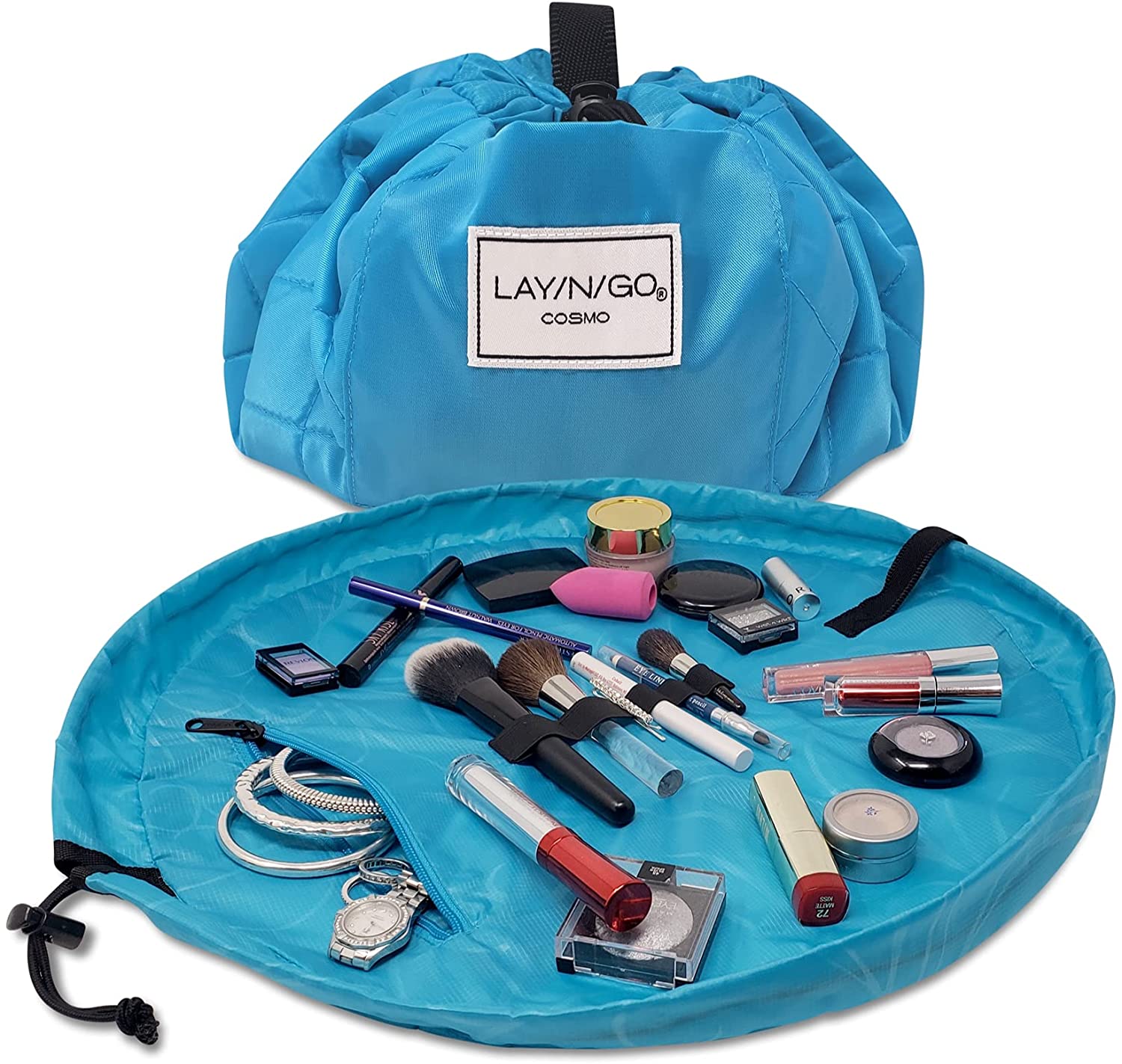 Lay-n-Go Cosmo Drawstring Makeup Organizer Cosmetic & Toiletry Bag for Travel, and Daily Use with a 