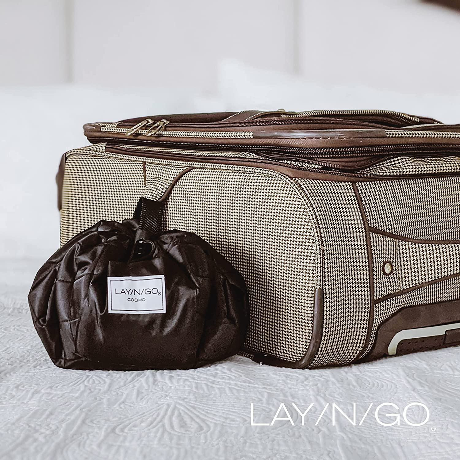 Lay-n-Go Cosmo Drawstring Makeup Organizer Cosmetic & Toiletry Bag for Travel, and Daily Use with a 