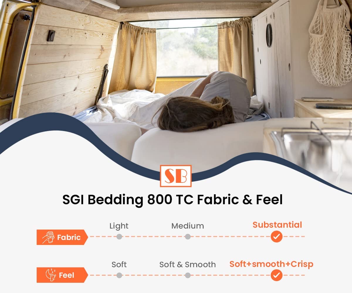 SGI bedding 30X76 Cot Bed RV Bunk & Truck Sleeper 4 Piece Sheet Set 800 TC Perfectly Fitted for RV,