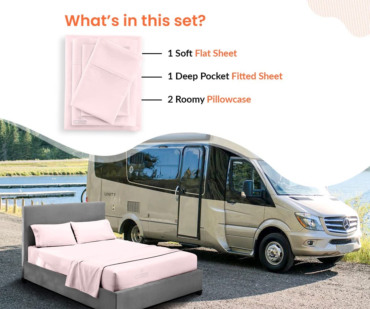SGI bedding 30X76 Cot Bed RV Bunk & Truck Sleeper 4 Piece Sheet Set 800 TC Perfectly Fitted for RV,