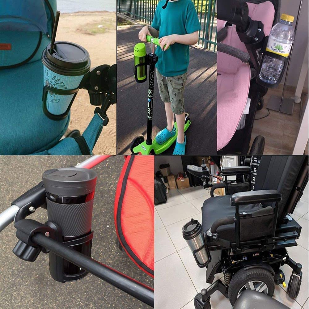 Universal Drink Holder, 2 Pack Bike Bottle Holder Stroller Cup Holders 360 Degrees Rotation Water Bo